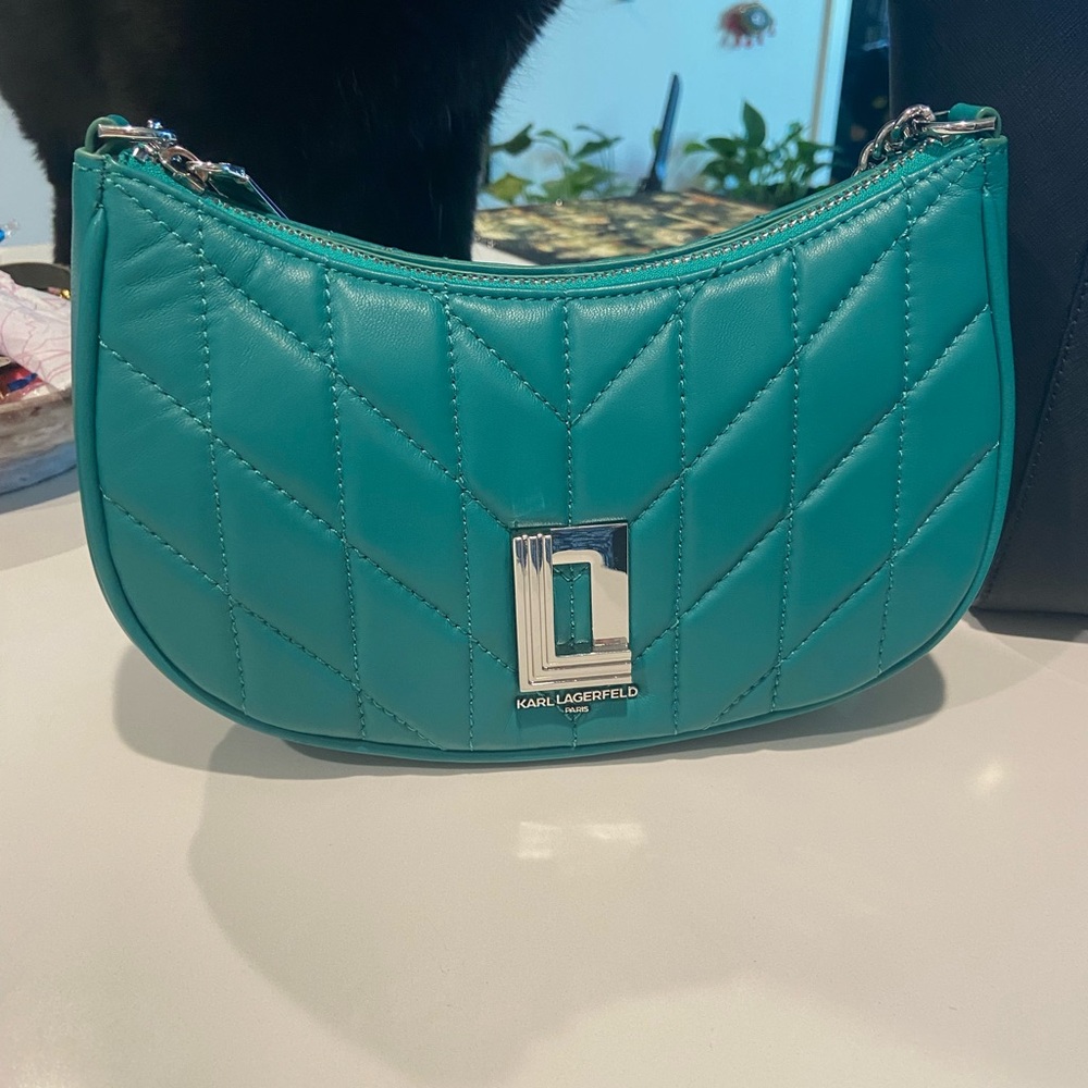 Karl Lagerfeld Turquoise Quilted Shoulder Bag